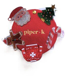Piper K Set of 5 Christmas Hair Bag Clips Plastic Santa Tree Sweater NWT